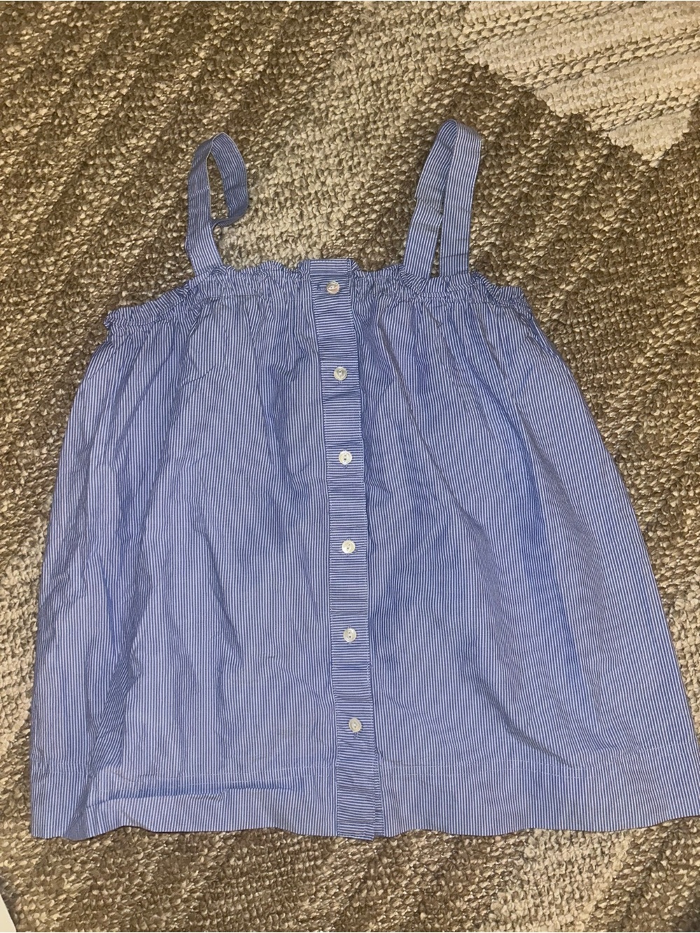 J. Crew Blue and White Striped Tank with Button Detail